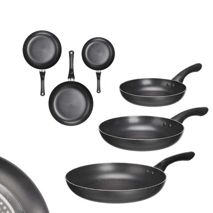 Set of 3 Frypans – Aluminium Black