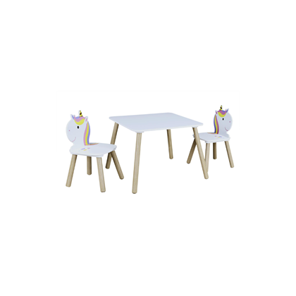 Unicorn Table Set – White/Fuchsia/Turquoise/Violet
