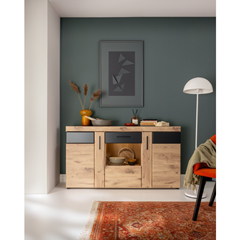 3 Doors Sideboard – Viking Oak & Grey Cosmos