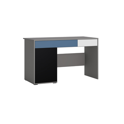 Desk 1 Door 2 Shelves – White Alpine/Black Pearl/Muted Blue