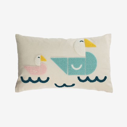 Multi-coloured Pillow Cover with ducks 30 x 50 cm