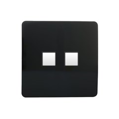 Trendi 2 Gang Modern Glossy Screw less Ethernet Socket Black