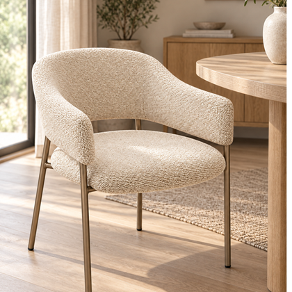 Dining Chair Padded Seat & Back - Fabric Beige