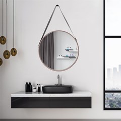 Round Mirror with Wooden Handle 50CM