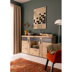 3 Doors Sideboard – Viking Oak & Grey Cosmos