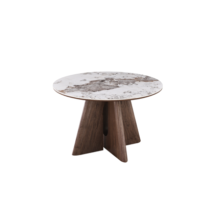 Dining Table – Matt White Marble & Walnut Veneer 160x90
