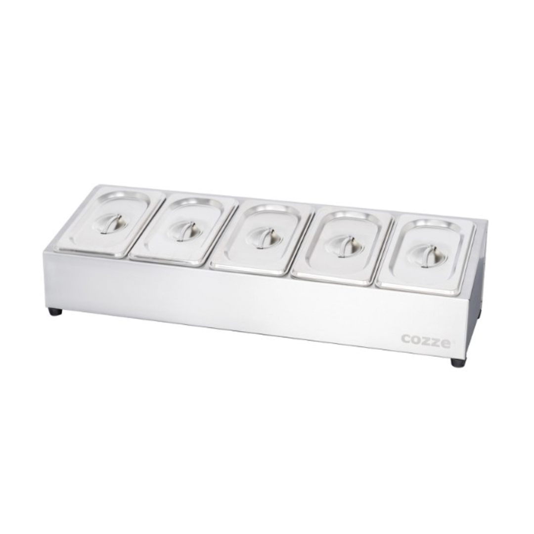 Topping station with  5 compartments stainless steel