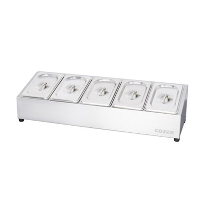 Topping station with  5 compartments stainless steel