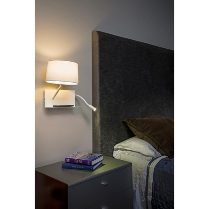 Handy White Wall Lamp With Led Left Reader