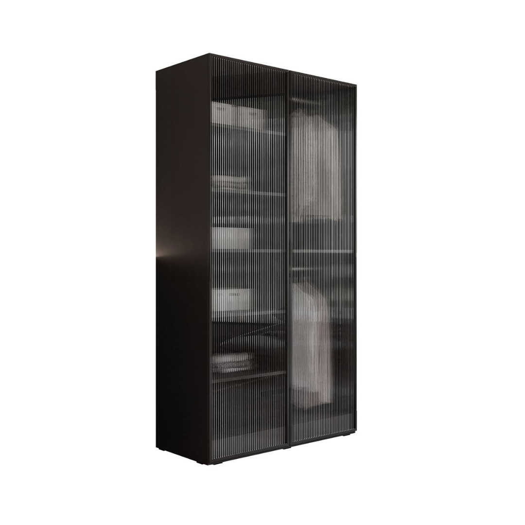 Wardrobe with Milled Glass - Black