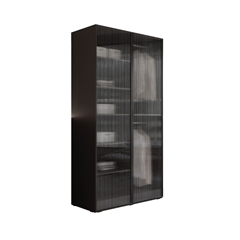 Wardrobe with Milled Glass - Black