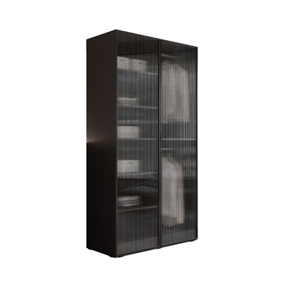 Wardrobe with Milled Glass - Black