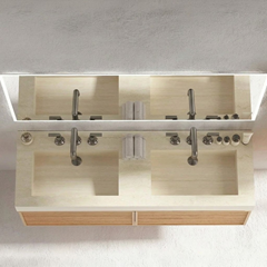 Bathroom Vanity with Travertine Basin & LED Mirror