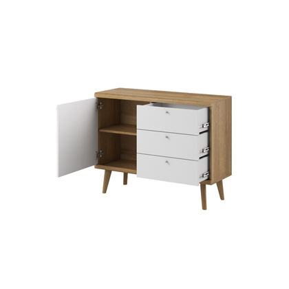 Sideboard 1 Door 3 Drawers – Riviera Oak & White