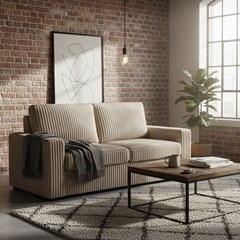 3 Seater Sofa Bed – Light Brown