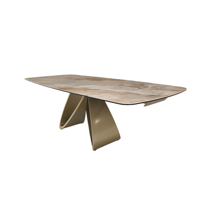 Extension Table 180(+40+40)x100x76– Grand Jade Ceramic Gloss & Golden Champagne