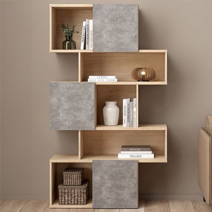 Maze Asymmetrical Bookcase with 3 Doors.