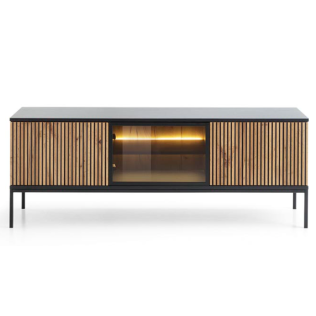 TV Cabinet Showcase and 2 Doors Dark Light