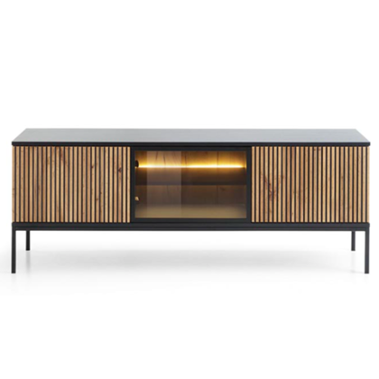 TV Cabinet Showcase and 2Doors - Wotan Oak and Black