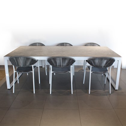Aluminium Ceramic Table 240x120cm White Grey