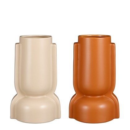2 Assorted Vases - Cream-Brown - 15.5x12.5x25cm