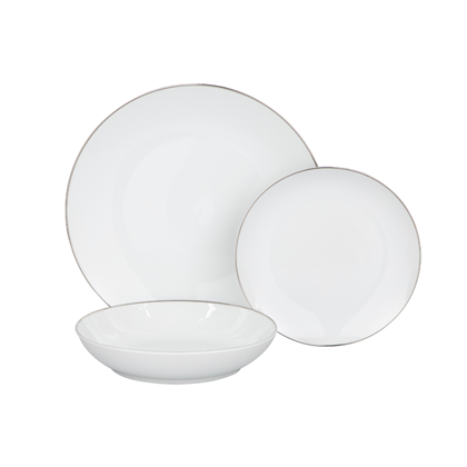 18 Pcs Dinner Set – Silver Rim