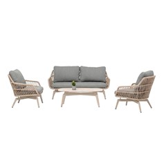 Aluminium Rope Sofa 4pcs Set Grey-Beige