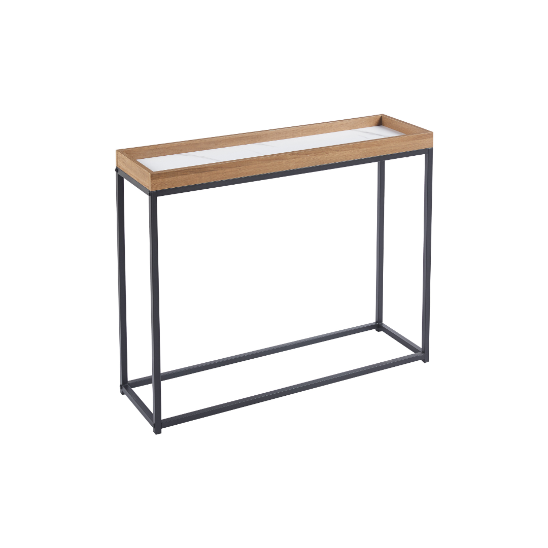 Console Table – Natural Top & White Marble