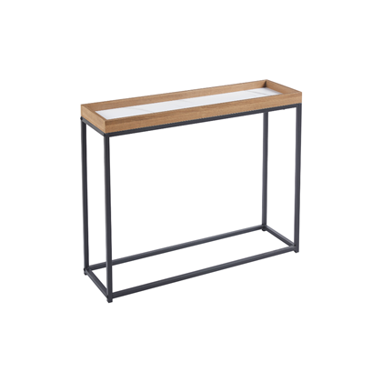 Console Table – Natural Top & White Marble
