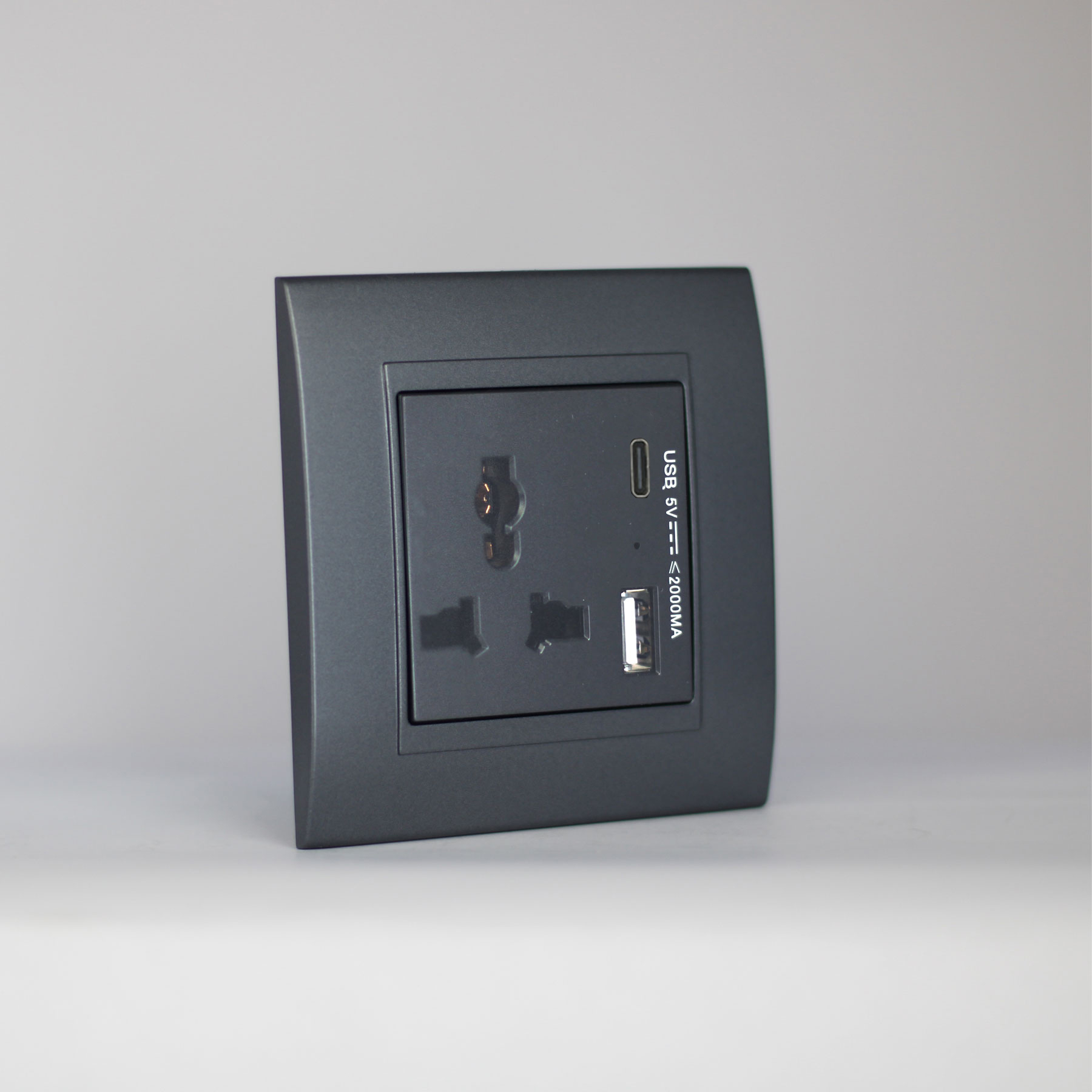 1 Gang 13Amp Socket USB-C Grey Matte Series