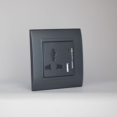 1 Gang 13Amp Socket USB-C Grey Matte Series