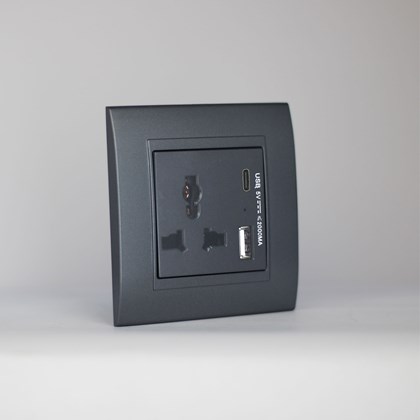 1 Gang 13Amp Socket USB-C Grey Matte Series