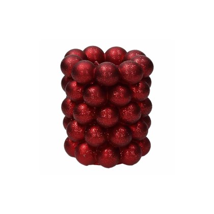 Cylindrical Bubble Candle Cm 10 H Fire Wax Red