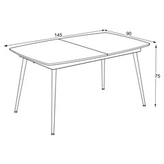 Dining Table Extendable 145-185x90x75cm - Iron Matt