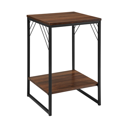 Industrial Metal Accent Side Table - Dark Walnut