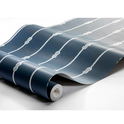 Wallpaper Knot Stripe Navy Blue