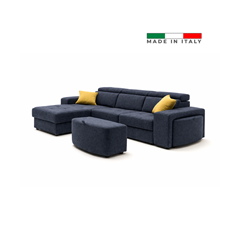 2-Seater Sofa Bed with CHL Left - Charcoal Blue