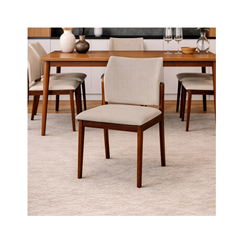 Walnut Table With Dining Chair – Grey & Walnut