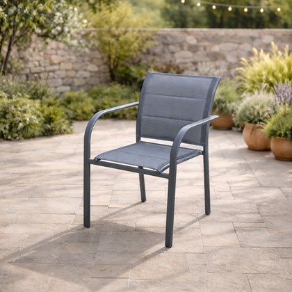Alum Padded Sling Stacking Chair – Anthracite