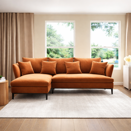 Corner Sofabed with Chaise Left 258cm – Orange