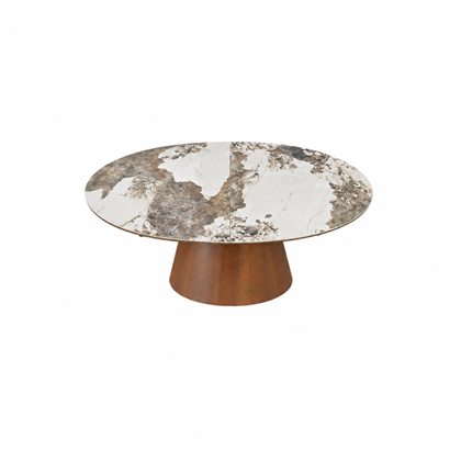Extendable Dining Table 160-200 x 90 x 76 cm Ceramic Top - Walnut Colour