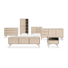 Sideboard 3 Drawers - Chevron Scandi & Beige