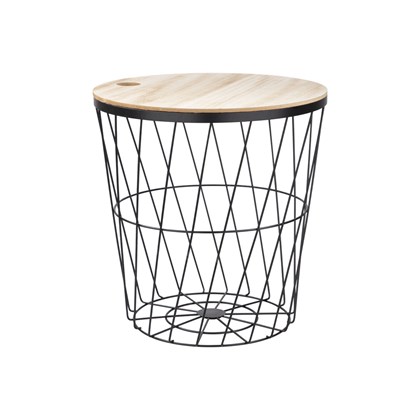 Basket Side Table - Wood and Steel