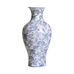 Vase White Blue Ceramic Oriental
