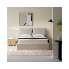 Upholstery Bed with Gaslift - Beige 180x200