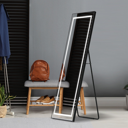 LED Dressing Mirror Light with Stand in Black Finish Iron Frame