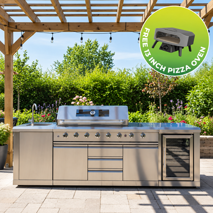 Outdoor Kitchen Premium Grade 304 Stainless Steel + Gas Pizza Oven Classic 13 Inch