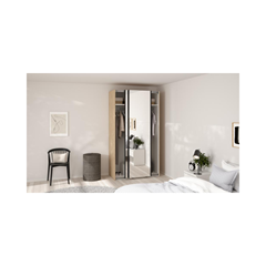 Como Wardrobe with 2 Sliding Doors – Jackson Hickory & Mirror