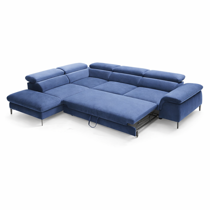 Corner Sofa Bed with Chaise Left – Blue