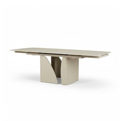 Extendable Dining Table -Beige Ceramic Top 160 x (40+40) x 90 x 76 cm